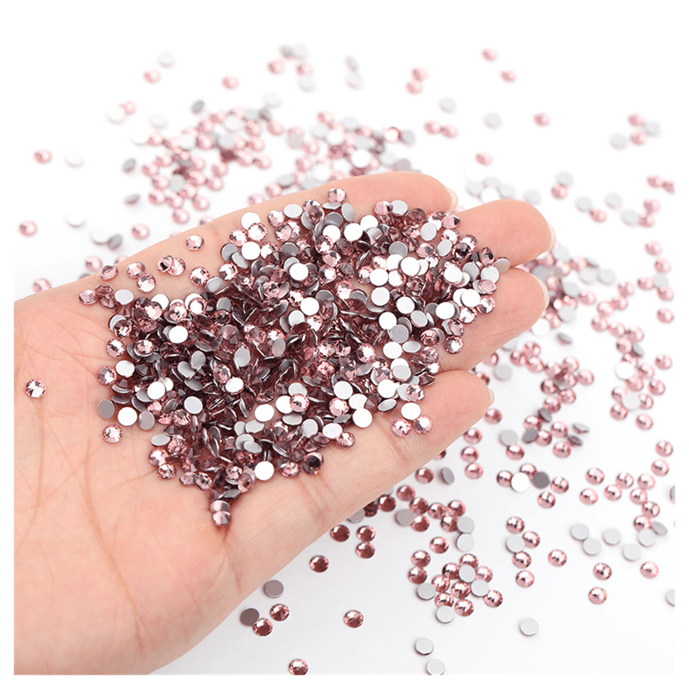 1440 Pieces Flat Back Gems Round Crystal Rhinestones SS6 2.0mm Diamante Rhinestones Crafts Nail Face Art Clothes Shoes Bags DIY