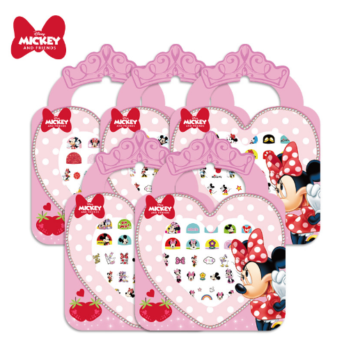 5 Sheets Toddlers Princess Elsa Minnie Kids Girls Nail stickers Earring Stickers Art Decal Party Bag Fillers Decor for Kids Girls Birthday Gift (Minnie nail stickers)