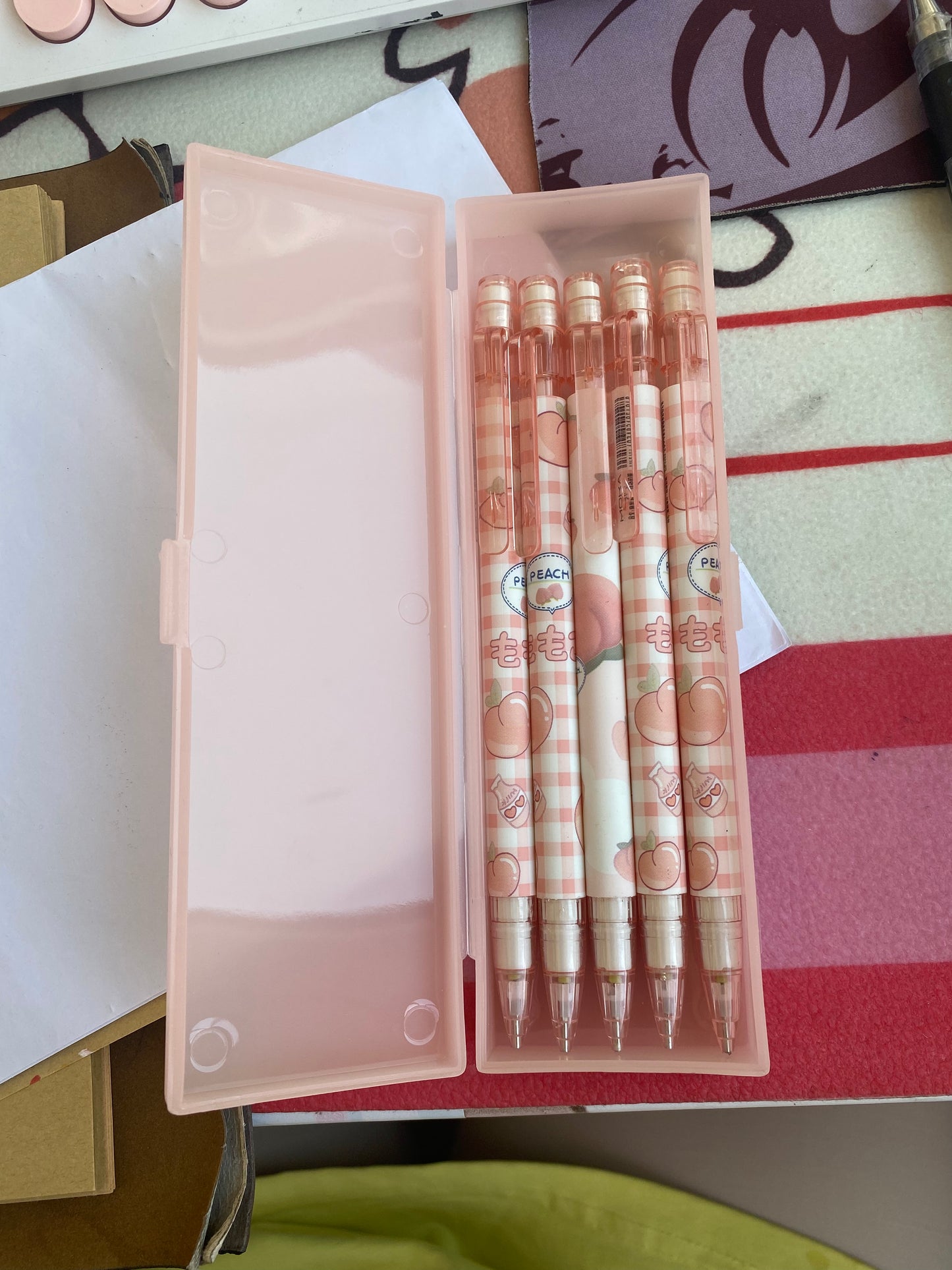 5 Pieces Mechanical Automatic Pencil Set 0.5 mm and one pencil case for Office School Stationary Party Favour Bag Fillers Gift Set