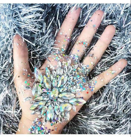 Women Kids 4 Sheets breast body neck Nipple Crystal Glitter Rhinestone Diamond Stickers Art Designs Self Adhesive Gem Festival Makeup Temporary Tattoos for Rave Festival Party