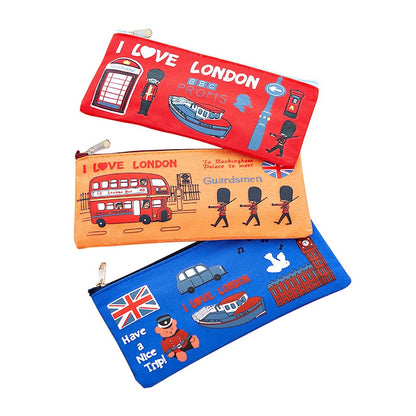 2PCS I Love London Pencil Pen Case,Office College School Pouch Holder Supplies Gifts Stationery Cosmetic Bag