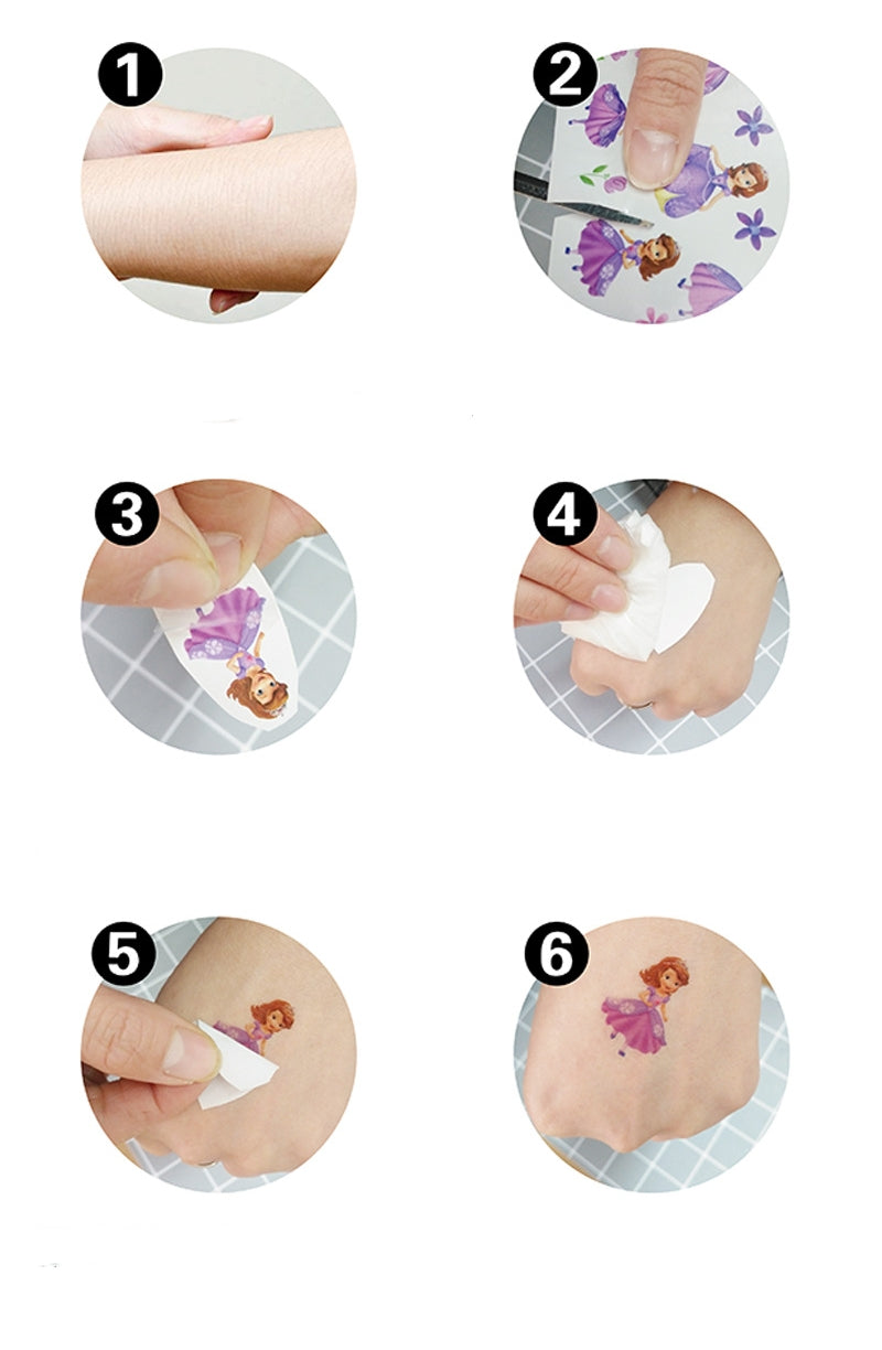 4 Sheets Kids Girls Princess Mermaid Temporary Tattoos Sticker Birthday Party Bag Fillers Favors Supplies Gifts Goodies,Fake Waterproof Temporary Tattoo Set