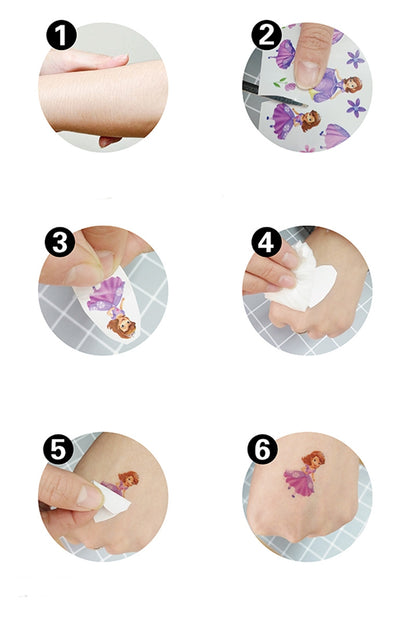 4 Sheets Kids Girls Princess Mermaid Temporary Tattoos Sticker Birthday Party Bag Fillers Favors Supplies Gifts Goodies,Fake Waterproof Temporary Tattoo Set(Princess)