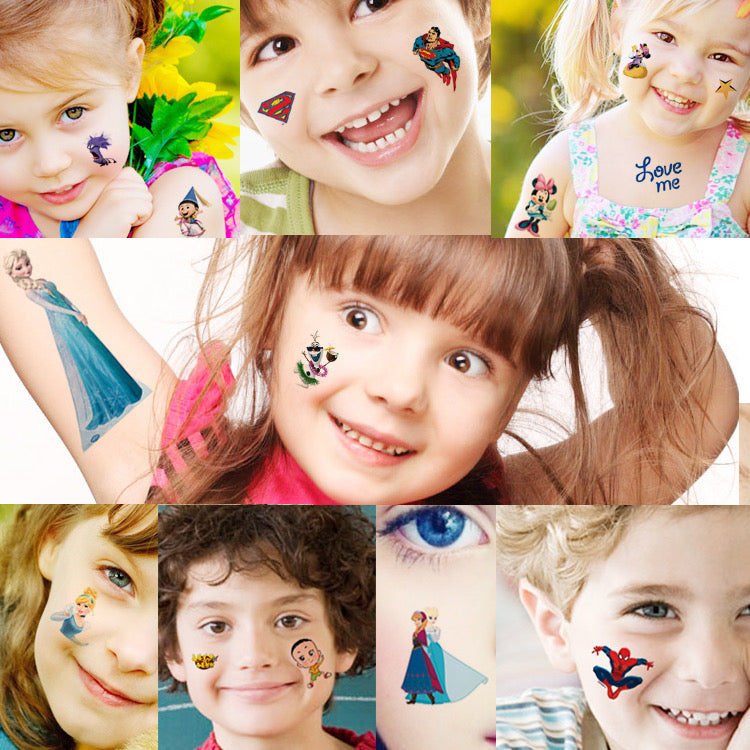 10 Sheets Kids  rincess Temporary Tattoos Sticker Waterproof Superhero Stickers Fake tattoo Party Bag Fillers (Princess)