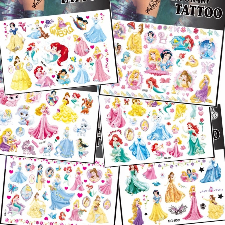 10 Sheets Kids Princess Temporary Tattoos Sticker Waterproof Superhero Stickers Fake tattoo Party Bag Fillers