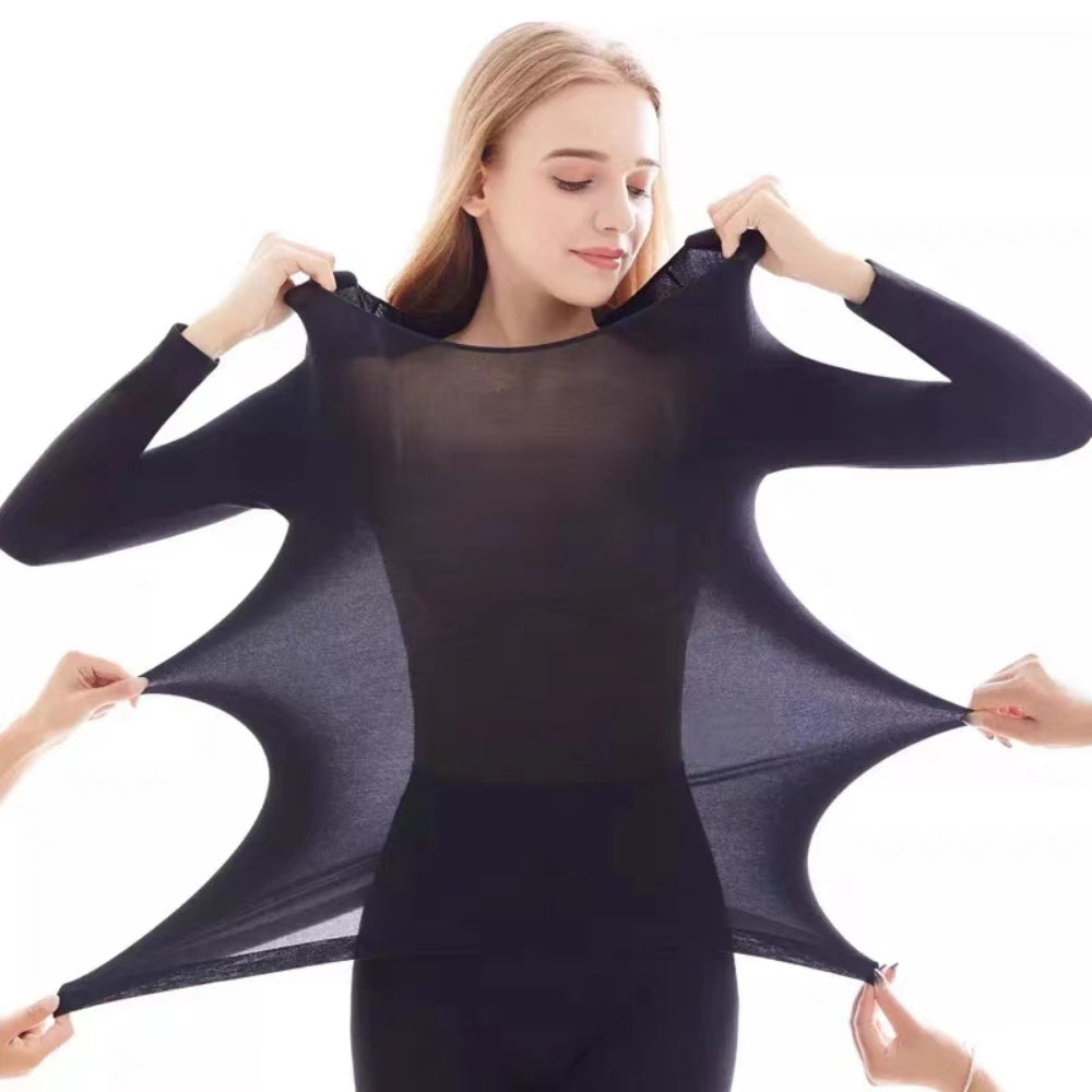 Women Ladies Thermal Underwear Set Soft Winter Warm Large Elasticity Special heat self body shaping Base Layer Tops & Leggings (Nude, L(UK6-UK14))