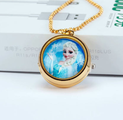 Nurse Watch Princess Spiderman Mermaid Elsa Kids Girls Boys Pocket Watch, Quartz with Chain, Vintage Roman Numerals Stylish Pocket Watch for Birthday Gift