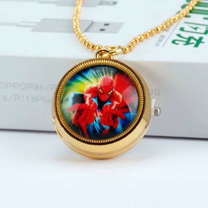 Nurse Watch Princess Spiderman Mermaid Elsa Kids Girls Boys Pocket Watch, Quartz with Chain, Vintage Roman Numerals Stylish Pocket Watch for Birthday Gift
