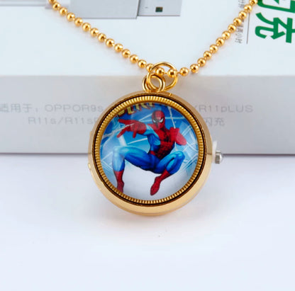 Nurse Watch Princess Spiderman Mermaid Elsa Kids Girls Boys Pocket Watch, Quartz with Chain, Vintage Roman Numerals Stylish Pocket Watch for Birthday Gift