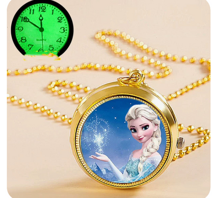 Nurse Watch Princess Spiderman Mermaid Elsa Kids Girls Boys Pocket Watch, Quartz with Chain, Vintage Roman Numerals Stylish Pocket Watch for Birthday Gift