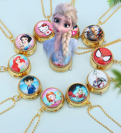 Nurse Watch Princess Spiderman Mermaid Elsa Kids Girls Boys Pocket Watch, Quartz with Chain, Vintage Roman Numerals Stylish Pocket Watch for Birthday Gift
