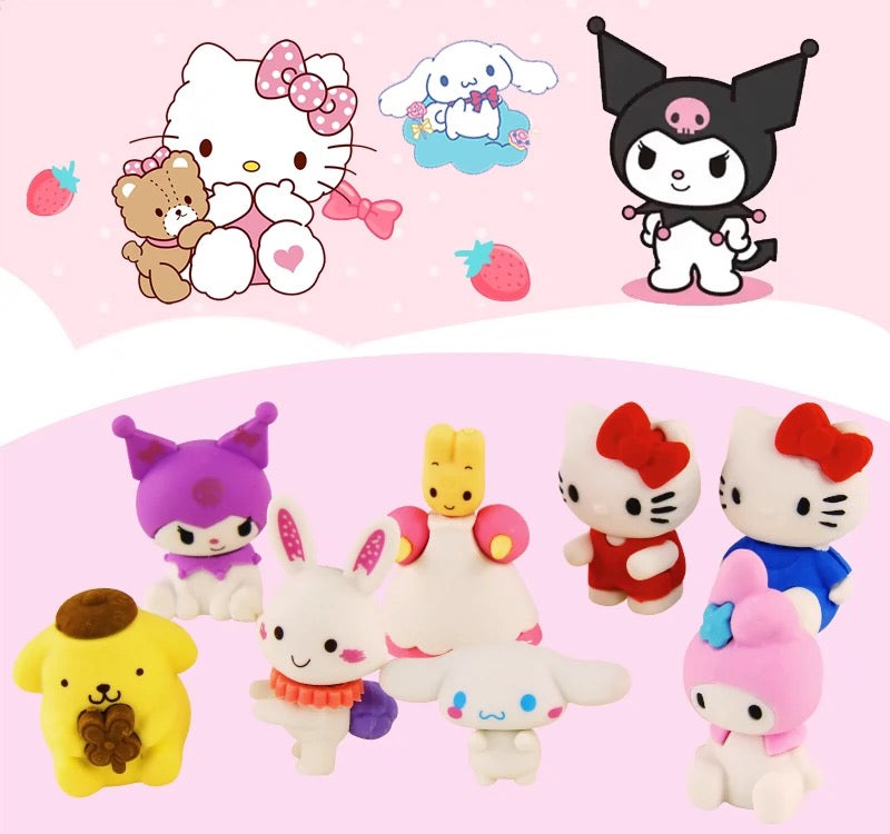 4 PCS Spider Rubbers Pencil Eraser Erasers Rubber for Kids School Stationary Party Favour Bag Fillers Gift Set (Hello kitty  4pcs)