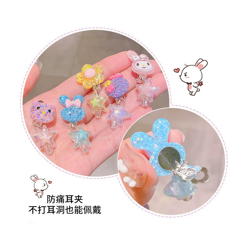 3 Pairs kids Clip On Earrings for Girls Cute Earrings No Pierced Princess Play Girls Dress Up Jewelry Set for Kids