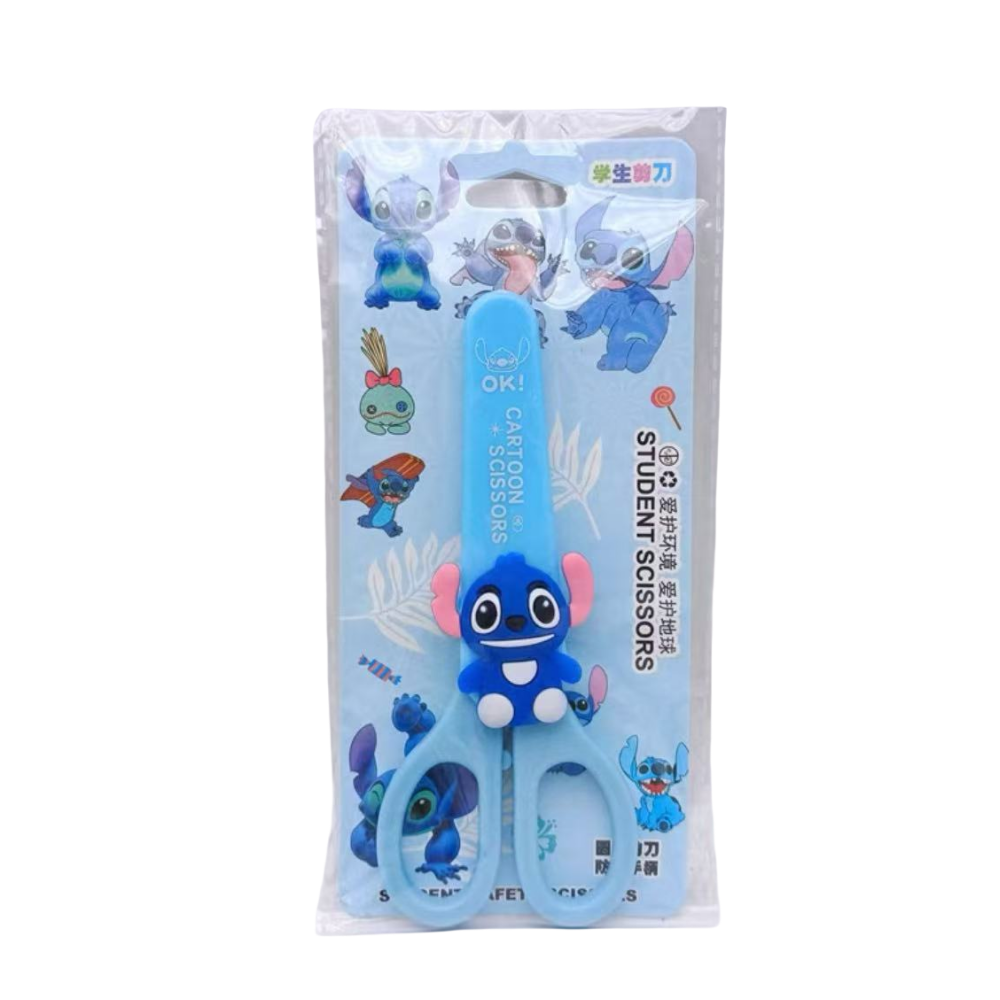 Stitch School Children Blunt tip Kids Scissors, Sharp Stainless Steel Blades Safety Comfort Grip Handles for Student Toddler Craft Cutting Paper Scrapbooking Art DIY Craft Students Teaching Stationery