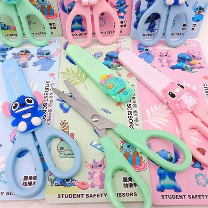 Stitch School Children Blunt tip Kids Scissors, Sharp Stainless Steel Blades Safety Comfort Grip Handles for Student Toddler Craft Cutting Paper Scrapbooking Art DIY Craft Students Teaching Stationery