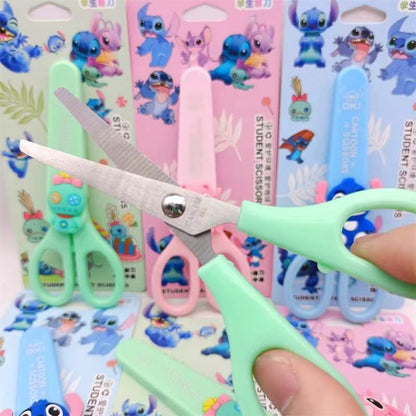 Stitch School Children Blunt tip Kids Scissors, Sharp Stainless Steel Blades Safety Comfort Grip Handles for Student Toddler Craft Cutting Paper Scrapbooking Art DIY Craft Students Teaching Stationery