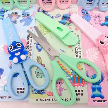 Stitch School Children Blunt tip Kids Scissors, Sharp Stainless Steel Blades Safety Comfort Grip Handles for Student Toddler Craft Cutting Paper Scrapbooking Art DIY Craft Students Teaching Stationery