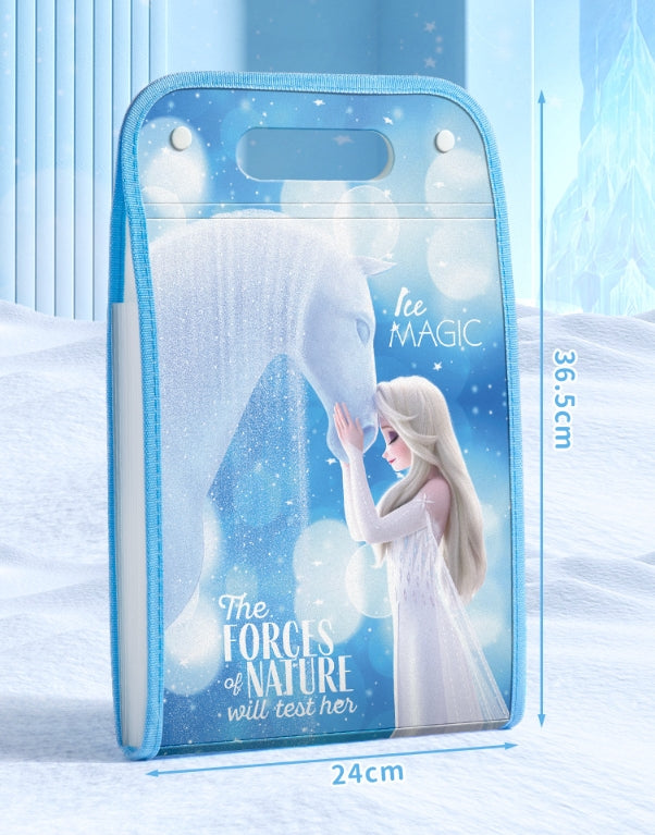 A4 Expanding File Organiser, 13 Compartment Large Capacity Document Folder, Accordion Document Organizer with Colourful Label Tabs, Handle, Office School (Frozen, A4)