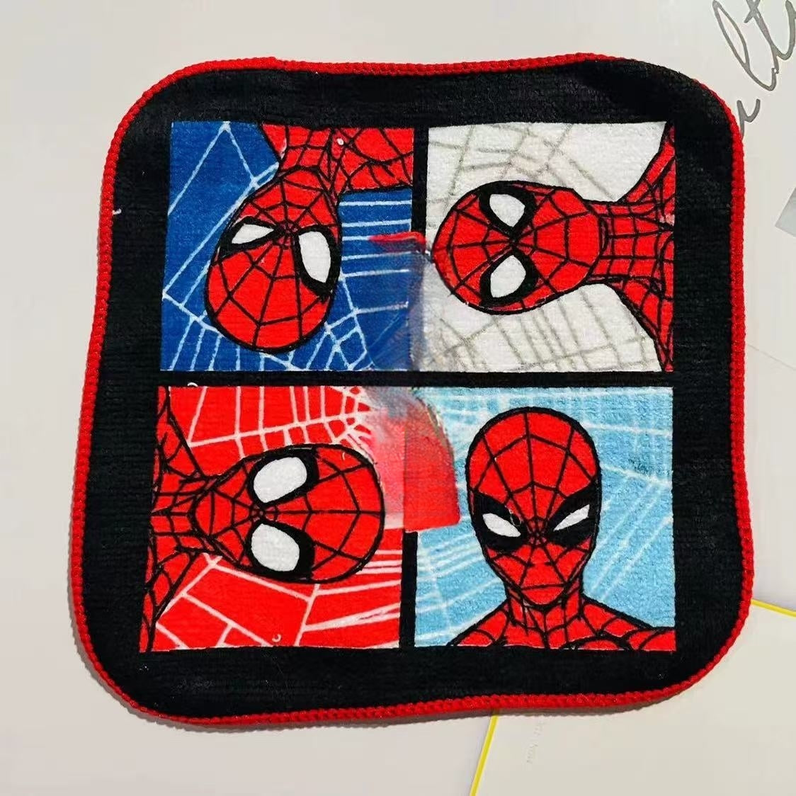 5 Pcs Soft Kids Washcloth Towels with Princess Mermaid Spider, Multicolor Children's boys girls Facial Hand Towel, Cotton Baby Face Washer Hand Towels 15 x 15 CM