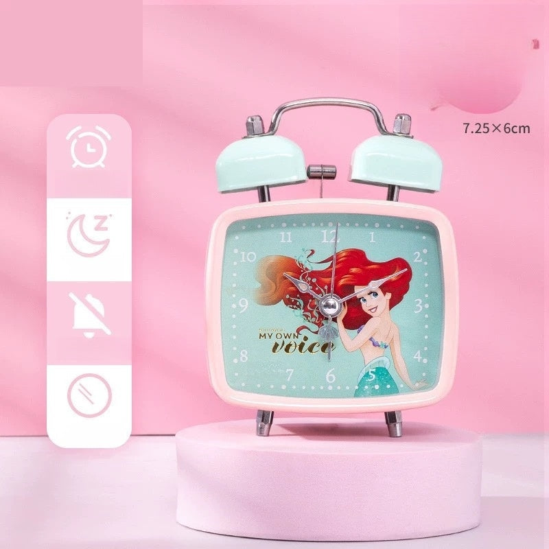 Princess Mermaid Kids digital Alarm Clock for Heavy Sleepers with Twin Bell and Large Digits, Loud Battery Retro Alarm Clock with Night Light for Bedside, Bedroom
