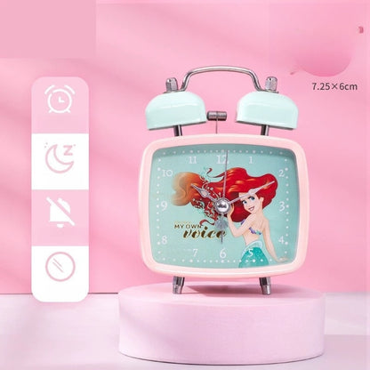 Princess Mermaid Kids digital Alarm Clock for Heavy Sleepers with Twin Bell and Large Digits, Loud Battery Retro Alarm Clock with Night Light for Bedside, Bedroom
