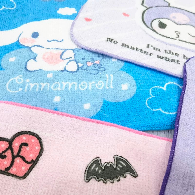 5 Pcs Soft Kids Washcloth Towels with Princess Mermaid Spider , Multicolor Children's boys girls Facial Hand Towel, Cotton Baby Face Washer Hand Towels 15 x 15 CM（Kuromi）