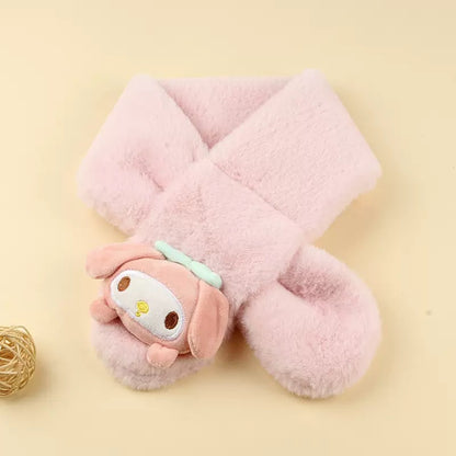 Kids Winter Beanie Scarf for 2-10 Years Old Boys Girls.Outdoor Warm Fleece Lined Thermal Knit Fluffy Pom (Cinnamoroll)