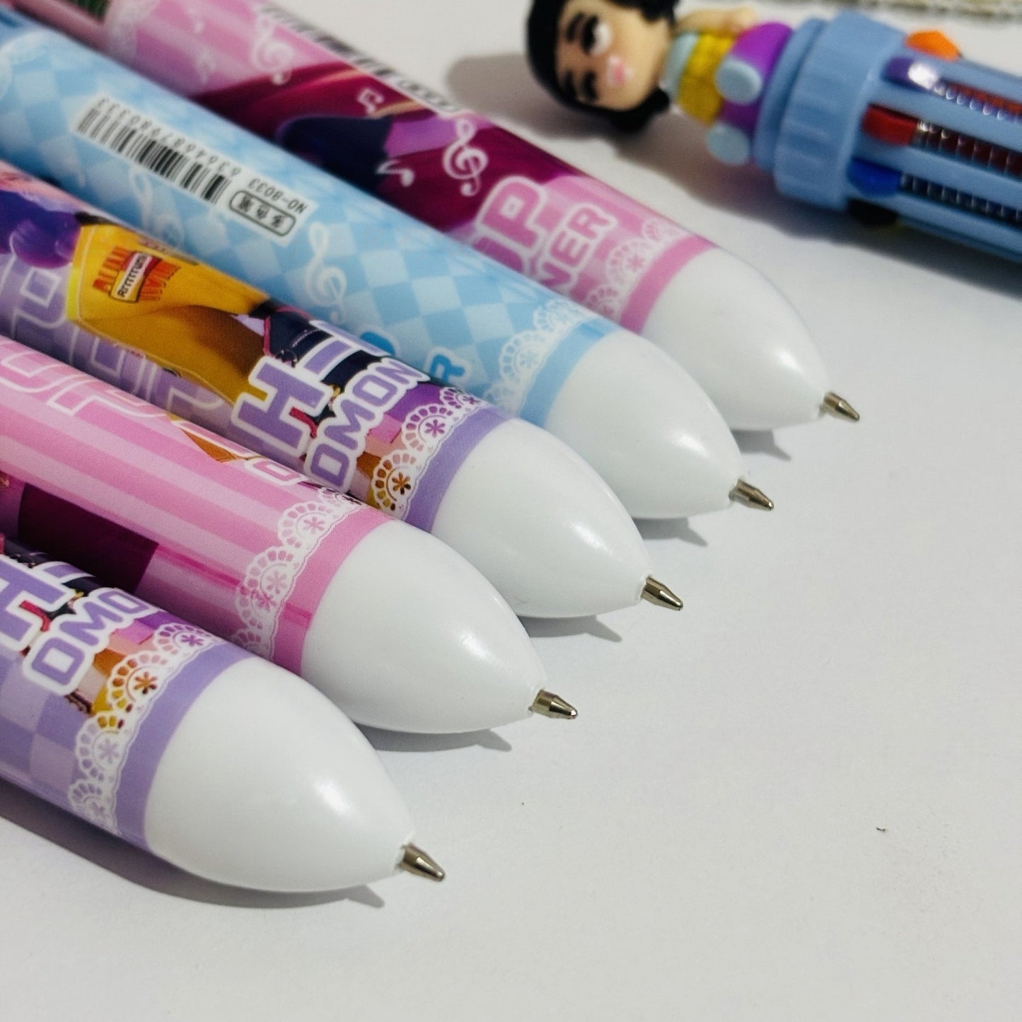 Multicolor teddy bear Pens 0.5mm 10-in-1 Retractable Ballpoint Pens 10 Colors Transparent Barrel Ballpoint Pen for Office Supplies and kids school (KPOP(random color))