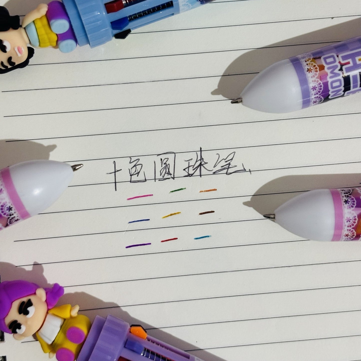 Multicolor teddy bear Pens 0.5mm 10-in-1 Retractable Ballpoint Pens 10 Colors Transparent Barrel Ballpoint Pen for Office Supplies and kids school (KPOP(random color))