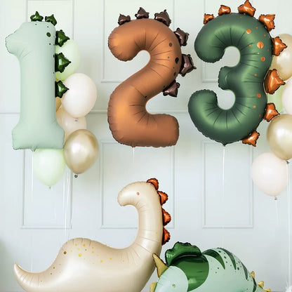 40'' Dinosaur Number with Bow Balloon, Self Inflating Foil Light Pink Set 0-9, Pastel Pink Helium Balloon for Girls Birthday Party Decorations Anniversary Supplies (Dinosaur, Number 1)