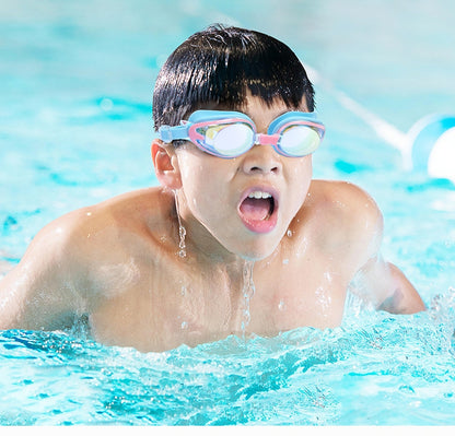 Comfortable Anti-fog Swimming Goggles with case Waterproof UV Protection For Kids Boys Girls Soft Silicone Seals For Comfort Perfect For Lap Triathlon Training & Aquatic Sports（B）