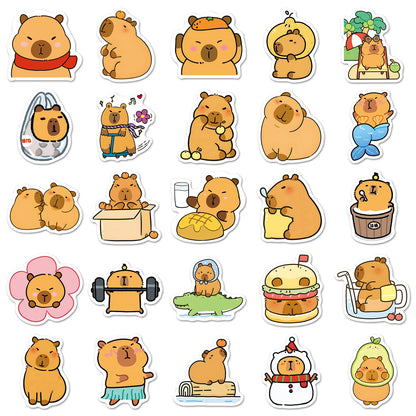 50pcs Princess Aven Superheros Toy Kids Stickers Luggage Laptop Skateboard Waterproof Party Bag Fillers Waterbottle Decal Graffiti Patches(Capybara)