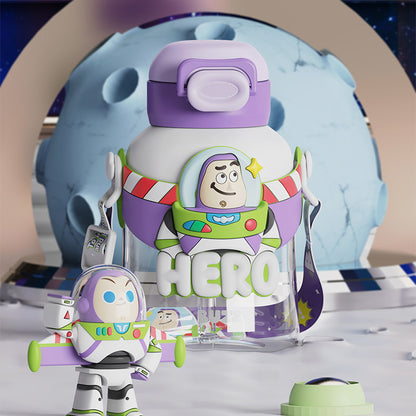 Buzz Frozen Spiderman Water Bottle Reusable Kids 700ml PP with Two Lids Leak Proof with straw Lid BPA Free Drinking bottle(Buzz)