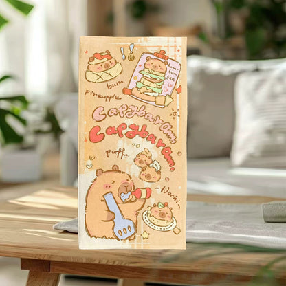 2PCS Children's Facial Towel, Kids Washcloth Towels, Cotton Kids Face Towels, Cute Kitty dog Hand Towel Set, Children Wash Cloths for Hand Face Shower, 33x 73 CM (Capybara)