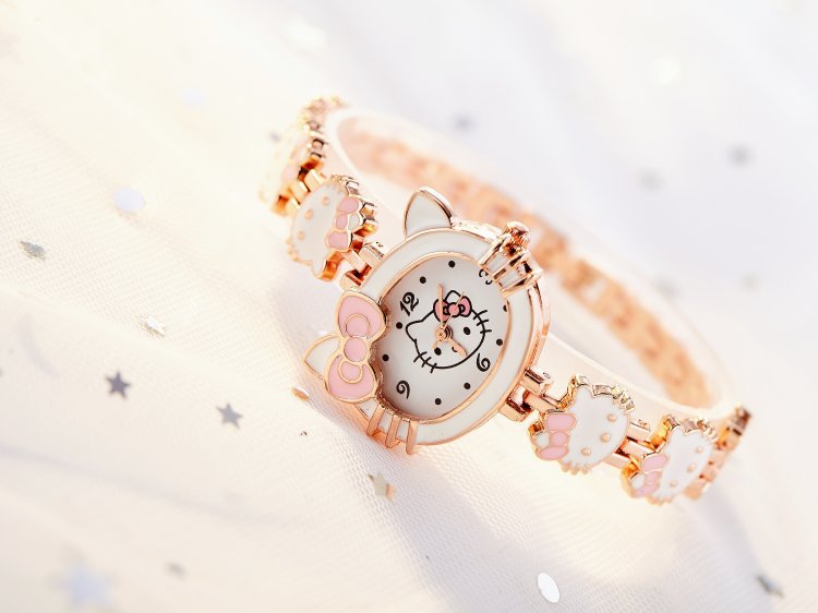 Analogue Quartz Watch with Stainless Steel Strap Bracelet Cats Girls Toddler Watches Gifts for Kids Birthday Gifts Gift Box