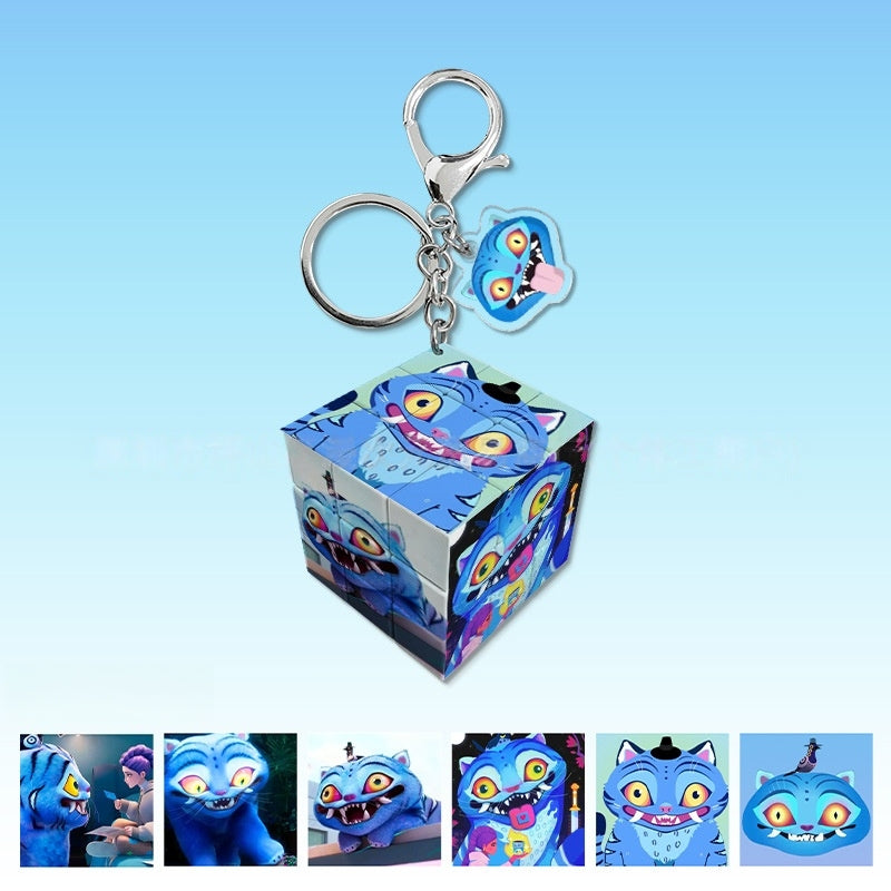 Kpop mini cube Demon Keychain, Cartoon Hunters Figure Key Pendants Silicone for Bag backpack Keyring Decoration Pendants Adults Party Favors Birthday Party Supplies（N）