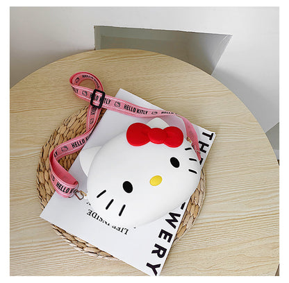 Kids Purse Girls Silicone Mini Children's Coin Purse Cute Cartoon Shoulder Bag Crossbody Bag Accessories Bags Adjustable Strap for Kids Gift Travel Holiday (Hello Kitty)