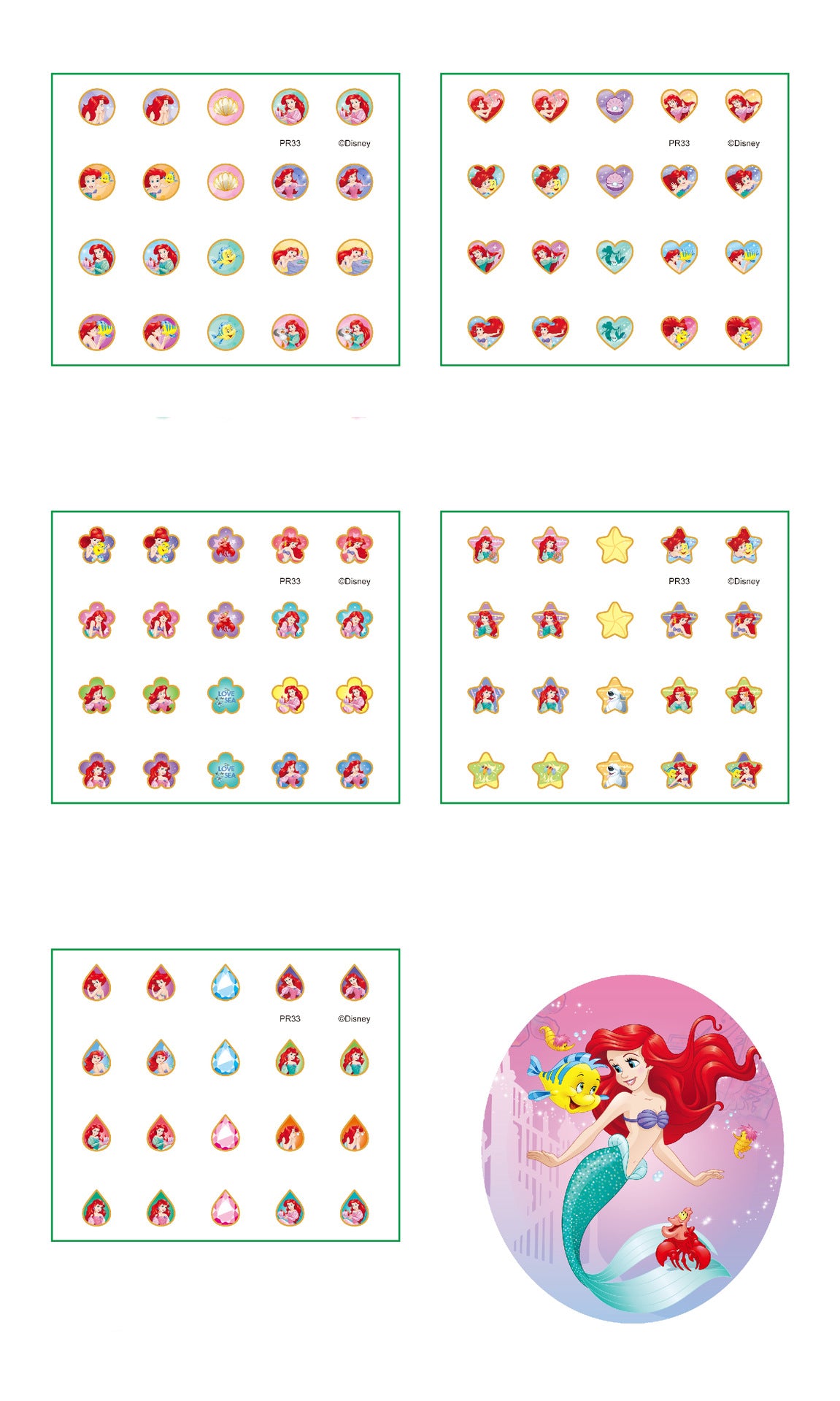5 Sheets Toddlers Princess Elsa Minnie Kids Girls Nail stickers Earring Stickers Art Decal Party Bag Fillers Decor for Kids Girls Birthday Gift(Mermaid earrings stickers)