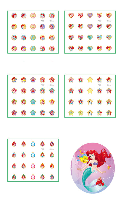 5 Sheets Toddlers Princess Elsa Minnie Kids Girls Nail stickers Earring Stickers Art Decal Party Bag Fillers Decor for Kids Girls Birthday Gift(Mermaid earrings stickers)