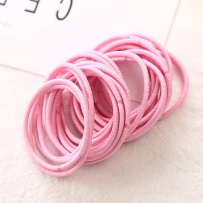 50Pcs Girls Women 2.5mm Thin School Uniform Endless Hair Elastics Bobbles Hair Ties Bands Ponios Ponytail Holders