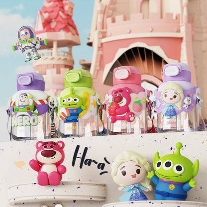 Buzz Frozen Spiderman Water Bottle Reusable Kids 700ml PP with Two Lids Leak Proof with straw Lid BPA Free Drinking bottle(Buzz)