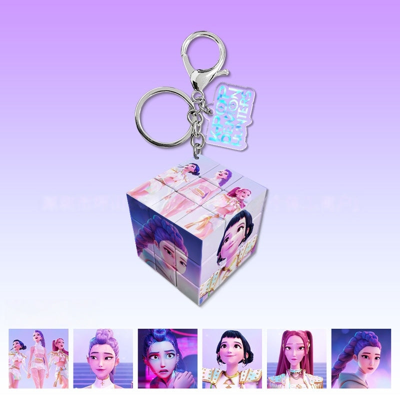 Kpop mini cube Demon Keychain, Cartoon Hunters Figure Key Pendants Silicone for Bag backpack Keyring Decoration Pendants Adults Party Favors Birthday Party Supplies（N）