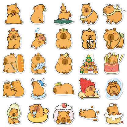50pcs Princess Aven Superheros Toy Kids Stickers Luggage Laptop Skateboard Waterproof Party Bag Fillers Waterbottle Decal Graffiti Patches(Capybara)