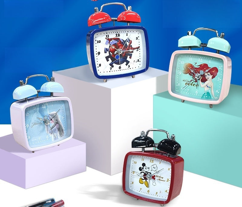 Princess Mermaid Kids digital Alarm Clock for Heavy Sleepers with Twin Bell and Large Digits, Loud Battery Retro Alarm Clock with Night Light for Bedside, Bedroom