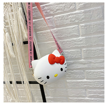 Kids Purse Girls Silicone Mini Children's Coin Purse Cute Cartoon Shoulder Bag Crossbody Bag Accessories Bags Adjustable Strap for Kids Gift Travel Holiday (Hello Kitty)