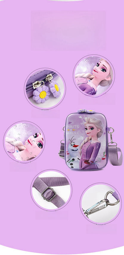 Kids Purse Girls Silicone Mini Children's Coin Purse Cute Cartoon Shoulder Bag Crossbody Bag Accessories Bags Adjustable Strap for Kids Gift Travel Holiday (Purple Frozen)