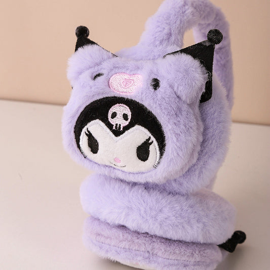 Kids Boy Girl Earmuffs Winter Fleece Thermal Outdoor Warm Plush Ear Warme( Kuromi)