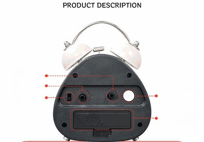 Princess Mermaid Kids digital Alarm Clock for Heavy Sleepers with Twin Bell and Large Digits, Loud Battery Retro Alarm Clock with Night Light for Bedside, Bedroom