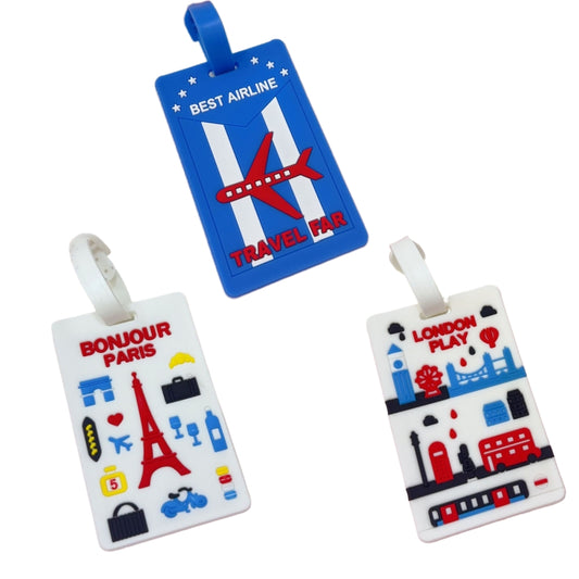 3pcs Silicone Tags Travel Essentials Premium ID Card Luggage Tags for Suitcases, Suitable for All Luggage Sets Women Kids Funny,London Bus