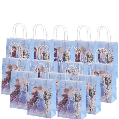 18 Pieces Princess Pink Kraft Paper for Girls Gifts Party FavorGoodie Bags Treat With Handle for Christmas,Birthday,and Celebrations Supplies (Frozen)